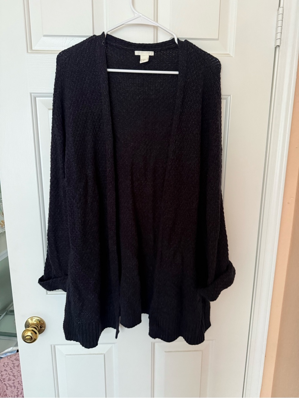 H&M Black Open-Front Knit Cardigan